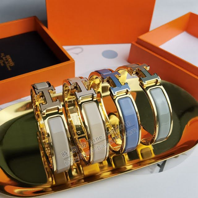 Hermes首飾品 愛馬仕對版CLIC琺瑯彩H手鐲 Hermes情侶款高版本手鐲手環  zgh1588